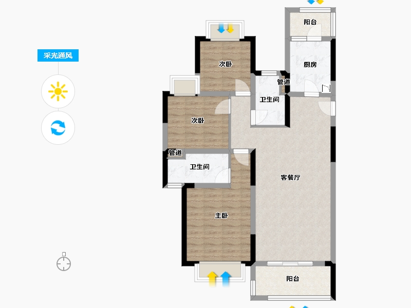 四川省-成都市-融创文旅城B-5-(12,11)号楼118m²-90.37-户型库-采光通风