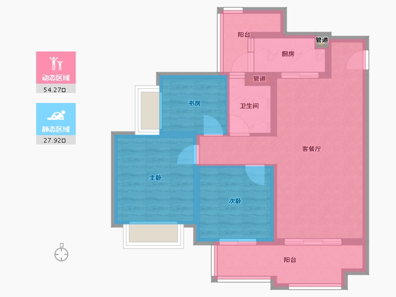 四川省-成都市-融创文旅城B5-5-5栋91m²-72.55-户型库-动静分区