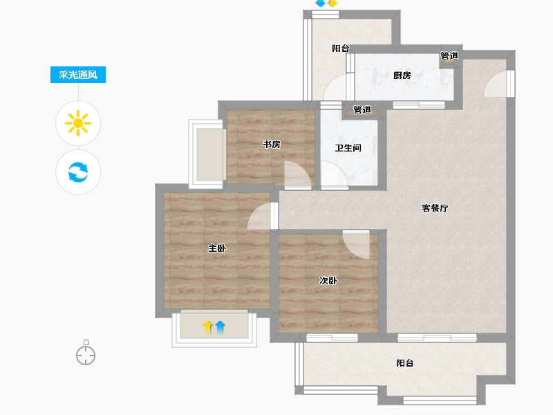 四川省-成都市-融创文旅城B5-5-5栋91m²-72.55-户型库-采光通风