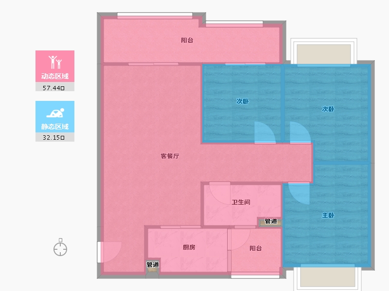 四川省-成都市-融创文旅城B5-5-5栋99m²-82.06-户型库-动静分区