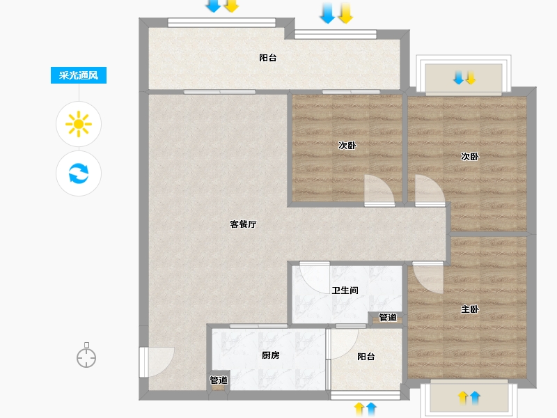 四川省-成都市-融创文旅城B5-5-5栋99m²-82.06-户型库-采光通风