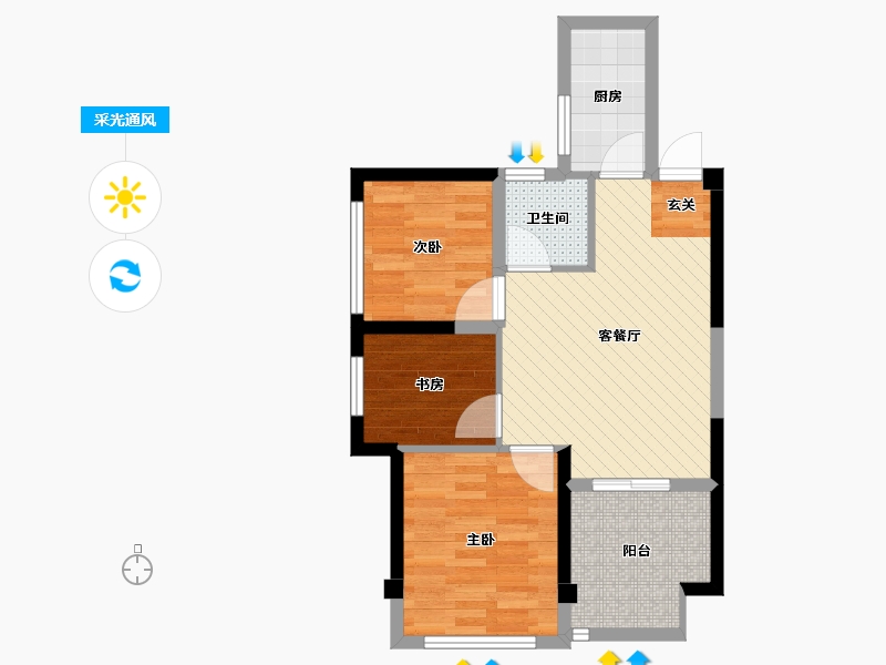 广西壮族自治区-南宁市-中旭·天悦-57.88-户型库-采光通风