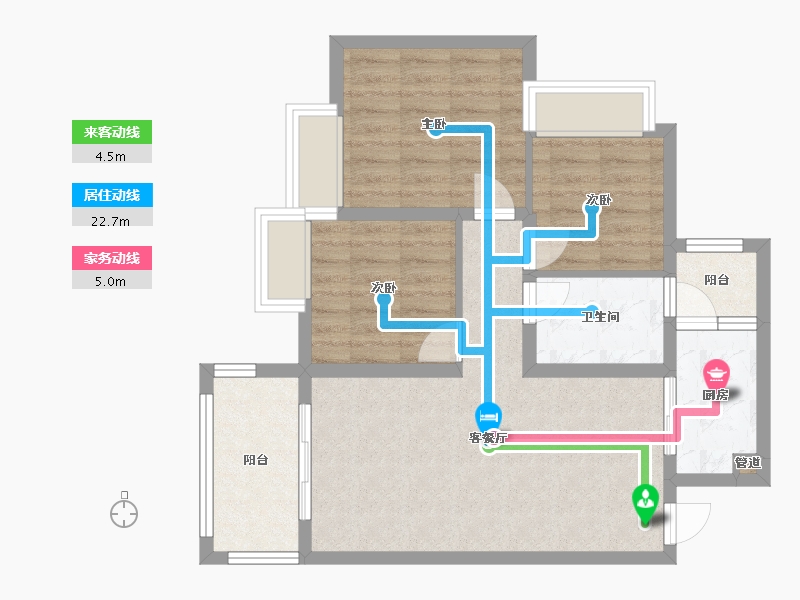 四川省-成都市-天府国际凤凰城10号楼88m²-68.77-户型库-动静线