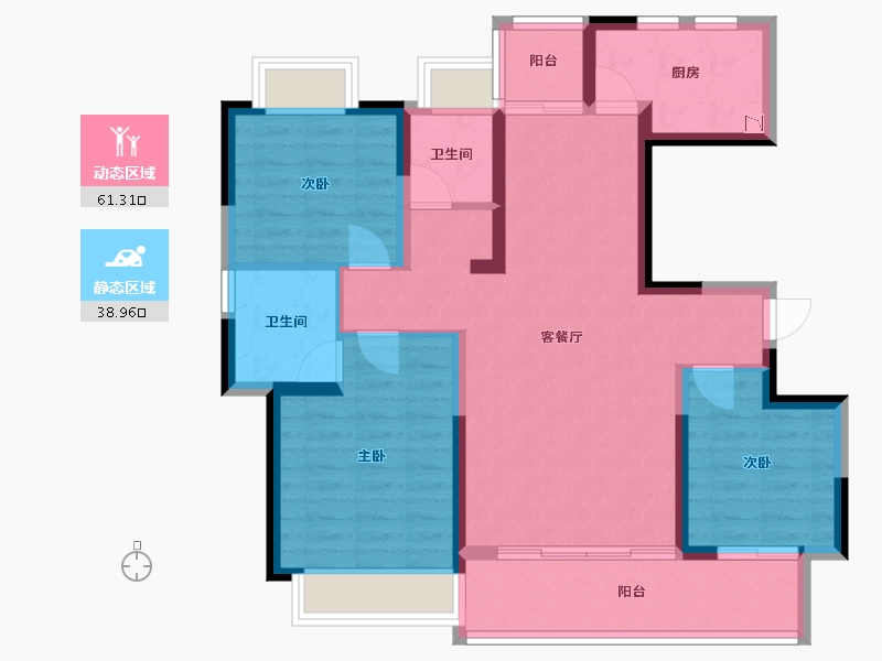 四川省-成都市-竹径悦山(16,13)号楼120m²-88.95-户型库-动静分区