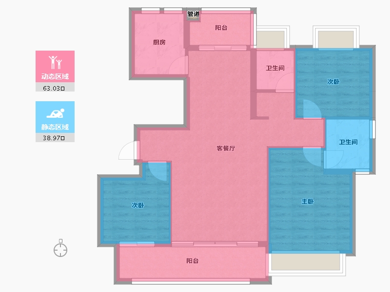 四川省-成都市-竹径悦山(16,13)号楼120m²-92.30-户型库-动静分区