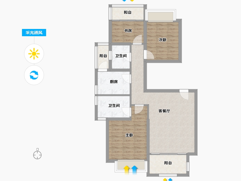 四川省-成都市-竹径悦山（18,13,20,19）号楼109m²-78.61-户型库-采光通风