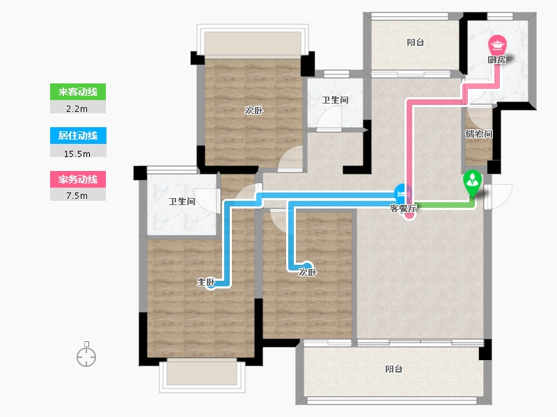 四川省-成都市-竹径悦山11号楼118m²-99.91-户型库-动静线