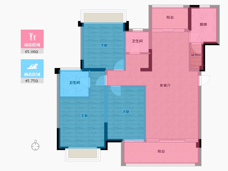 四川省-成都市-竹径悦山11号楼118m²-99.91-户型库-动静分区