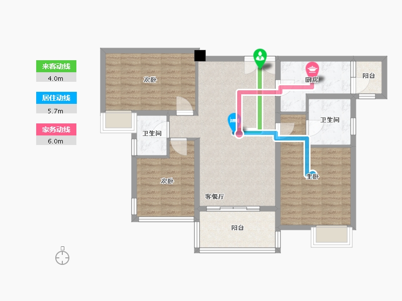 四川省-成都市-帝王国际花园3号楼108m²-86.30-户型库-动静线