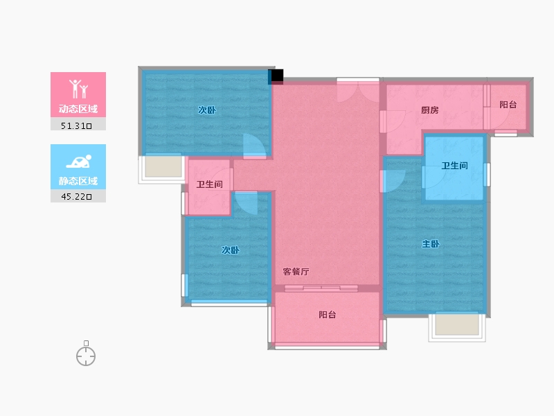 四川省-成都市-帝王国际花园3号楼108m²-86.30-户型库-动静分区