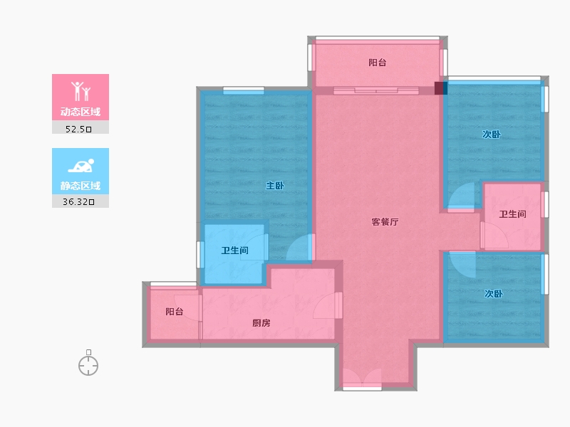 四川省-成都市-帝王国际花园3号楼99m²-78.84-户型库-动静分区