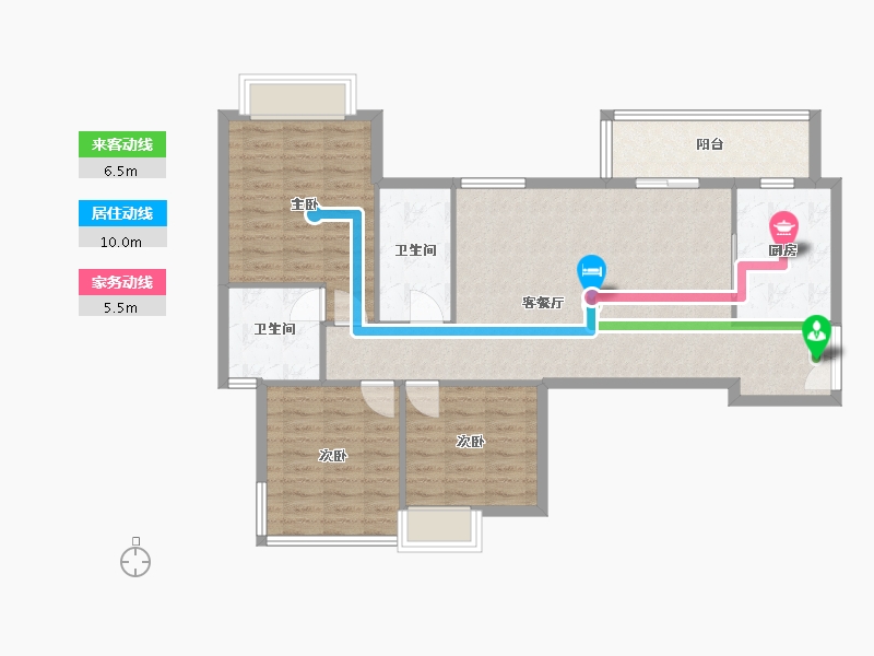 四川省-成都市-帝王国际花园3号楼119m²-94.95-户型库-动静线