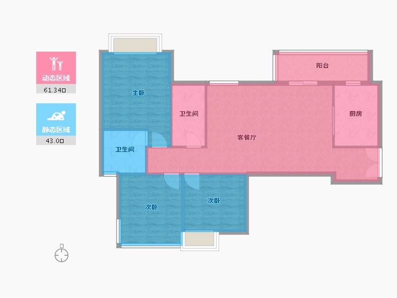 四川省-成都市-帝王国际花园3号楼119m²-94.95-户型库-动静分区