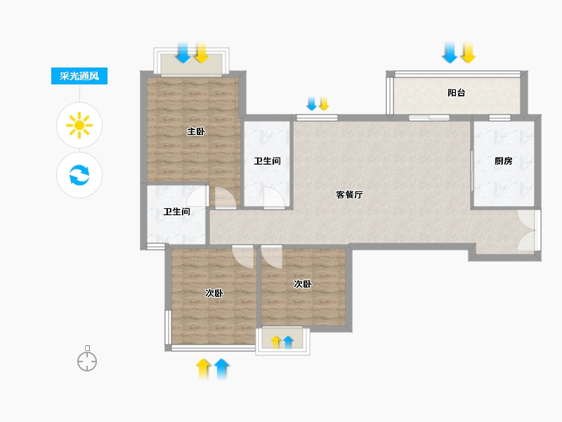 四川省-成都市-帝王国际花园3号楼119m²-94.95-户型库-采光通风