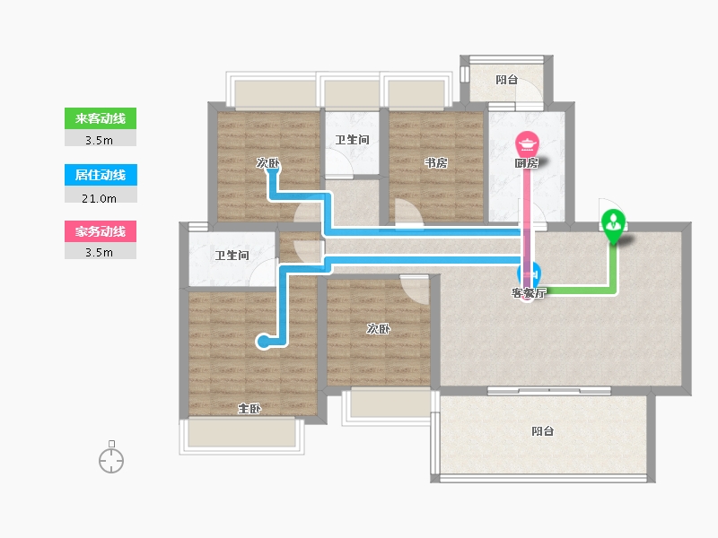 四川省-成都市-正荣悦珑府3号楼126m²-102.63-户型库-动静线