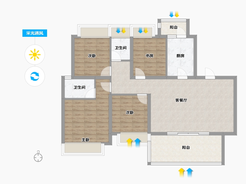 四川省-成都市-正荣悦珑府3号楼126m²-102.63-户型库-采光通风