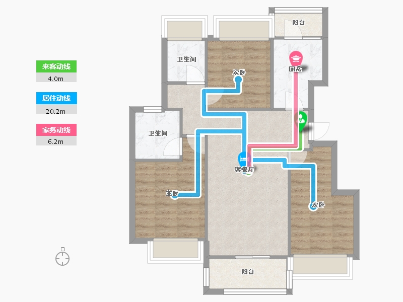 四川省-成都市-正荣悦珑府4号楼,7号楼95m²-75.71-户型库-动静线