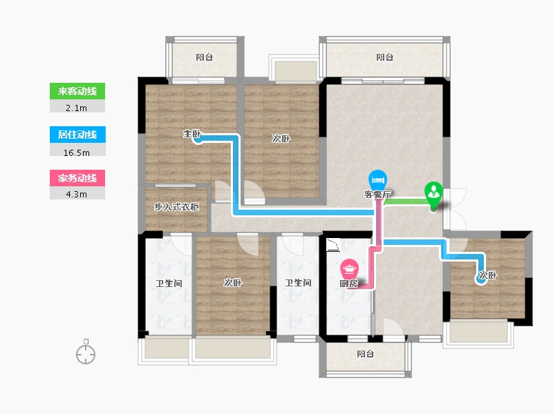 四川省-成都市-中建人居山水颐墅栖云户型146m²-114.54-户型库-动静线