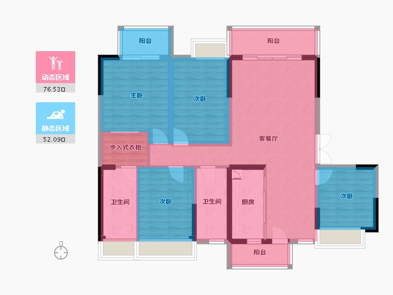 四川省-成都市-中建人居山水颐墅栖云户型146m²-114.54-户型库-动静分区