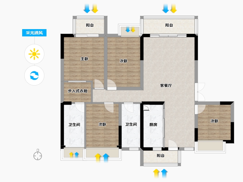 四川省-成都市-中建人居山水颐墅栖云户型146m²-114.54-户型库-采光通风