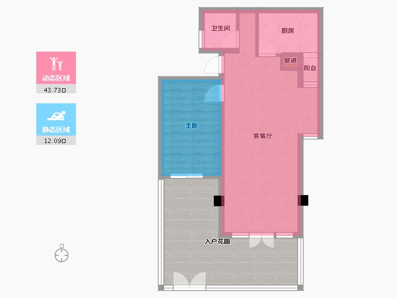 四川省-成都市-中铁水映青城16栋69m²-70.33-户型库-动静分区