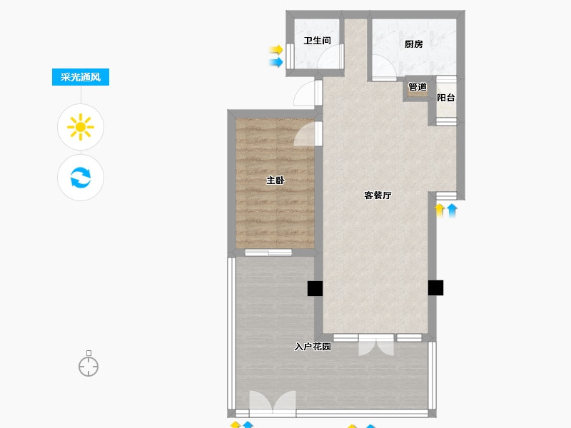 四川省-成都市-中铁水映青城16栋69m²-70.33-户型库-采光通风