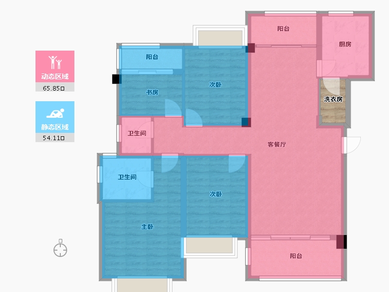 四川省-成都市-竹径悦山(10,11)号楼128m²-110.38-户型库-动静分区