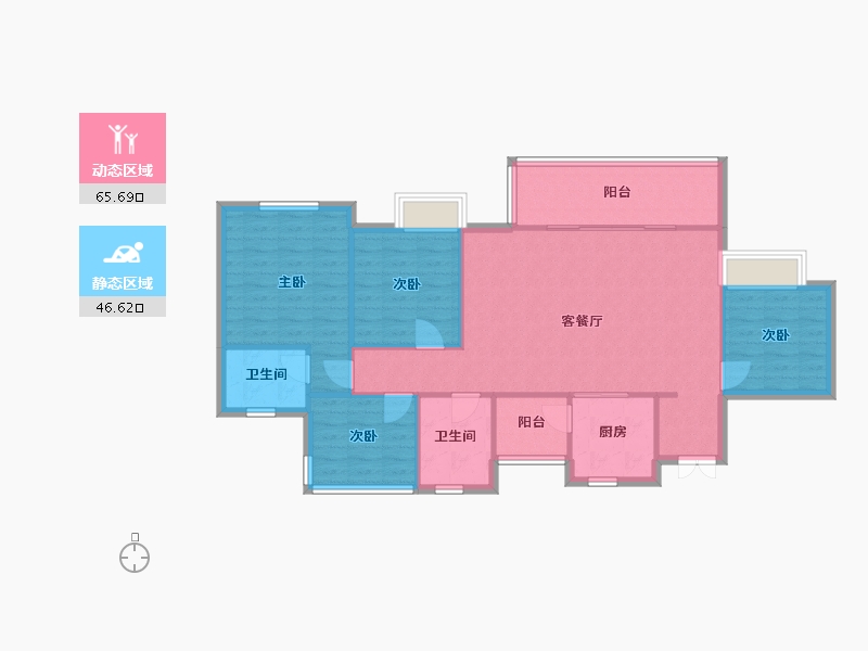 四川省-成都市-帝王国际花园4号楼125m²-102.66-户型库-动静分区