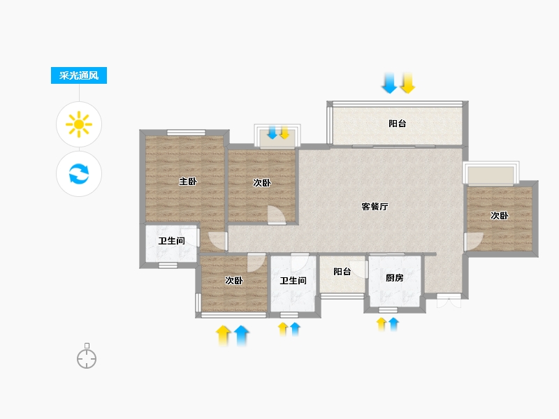 四川省-成都市-帝王国际花园4号楼125m²-102.66-户型库-采光通风