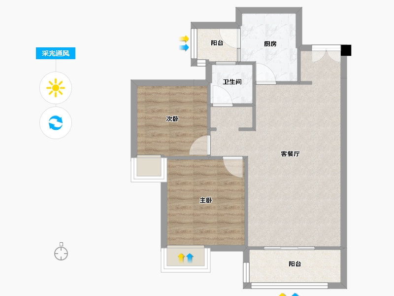 四川省-成都市-帝王国际花园6号楼80m²-63.43-户型库-采光通风