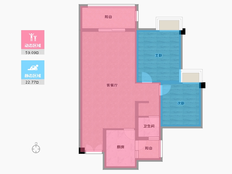 四川省-成都市-帝王国际花园7号楼90m²-72.77-户型库-动静分区