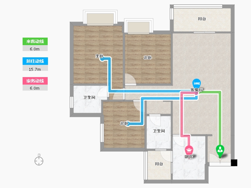 四川省-成都市-帝王国际花园7号楼118m²-96.45-户型库-动静线