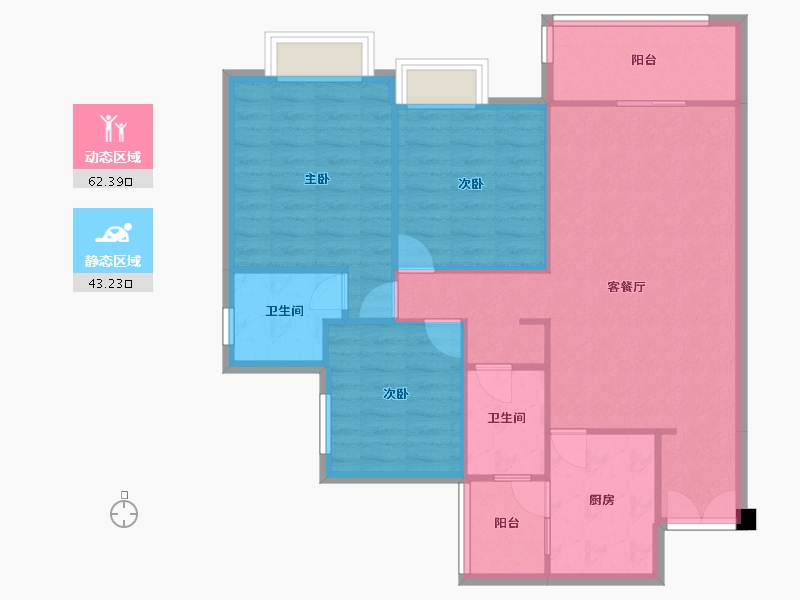 四川省-成都市-帝王国际花园7号楼118m²-96.45-户型库-动静分区