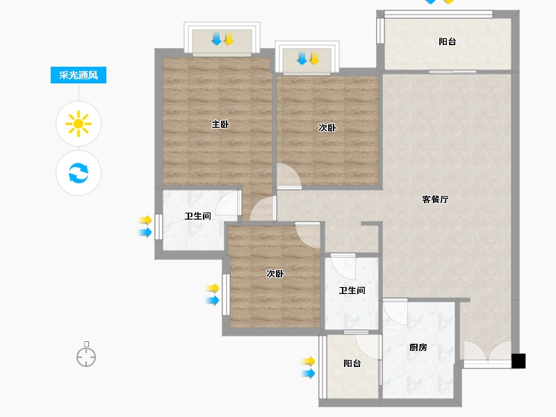 四川省-成都市-帝王国际花园7号楼118m²-96.45-户型库-采光通风