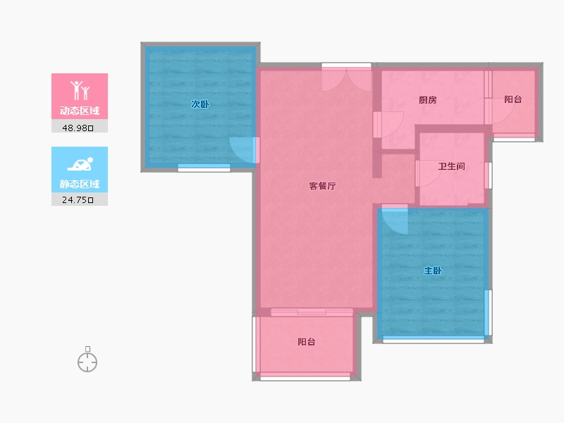 四川省-成都市-帝王国际花园8号楼84m²-65.55-户型库-动静分区