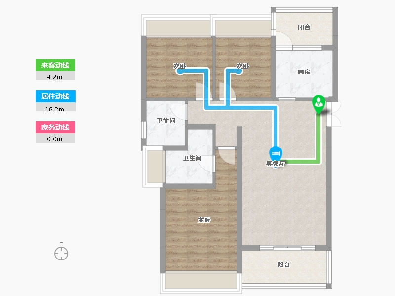 四川省-成都市-积家桦庭1号楼120m²-88.43-户型库-动静线