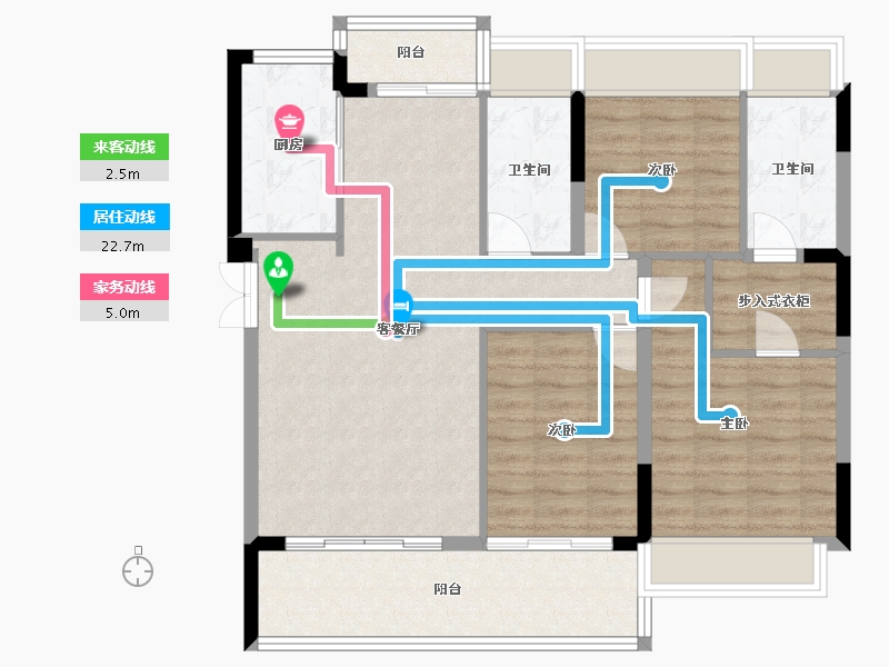 四川省-成都市-积家桦庭1号楼130m²-95.61-户型库-动静线