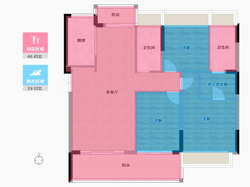 四川省-成都市-积家桦庭1号楼130m²-95.61-户型库-动静分区