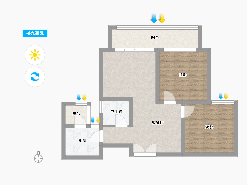 四川省-成都市-郡悦名城6号楼,10号楼81m²-63.40-户型库-采光通风