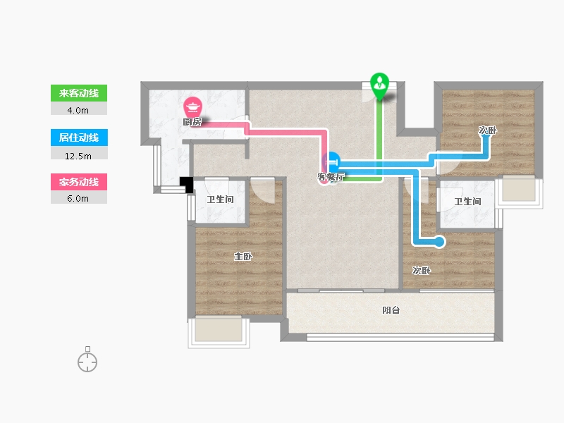 四川省-成都市-郡悦名城2号楼,3号楼,5号楼96m²-76.64-户型库-动静线