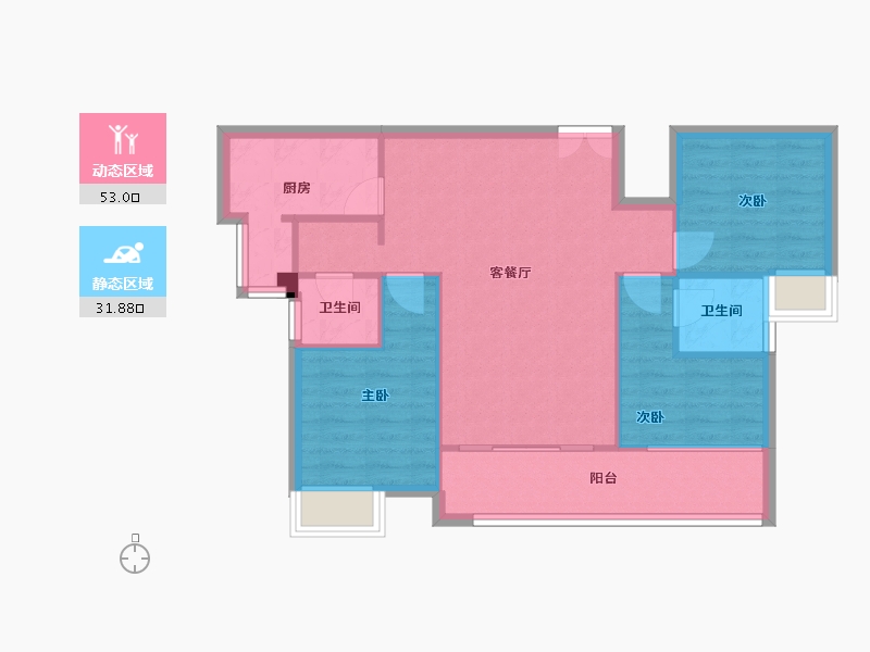 四川省-成都市-郡悦名城2号楼,3号楼,5号楼96m²-76.64-户型库-动静分区