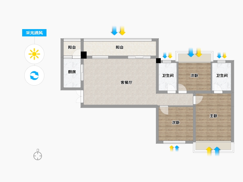 四川省-成都市-郡悦名城2号楼,3号楼,5号楼114m²-90.30-户型库-采光通风