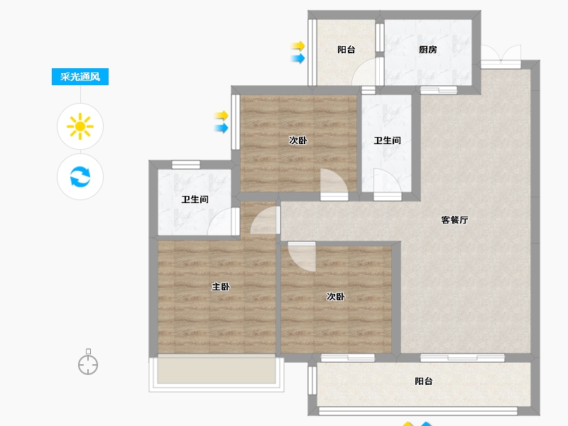 四川省-成都市-郡悦名城6号楼,10号楼106m²-85.17-户型库-采光通风