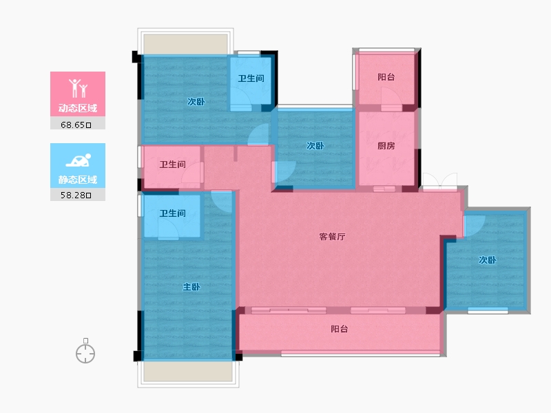 四川省-成都市-郡悦名城7号楼150m²-113.34-户型库-动静分区