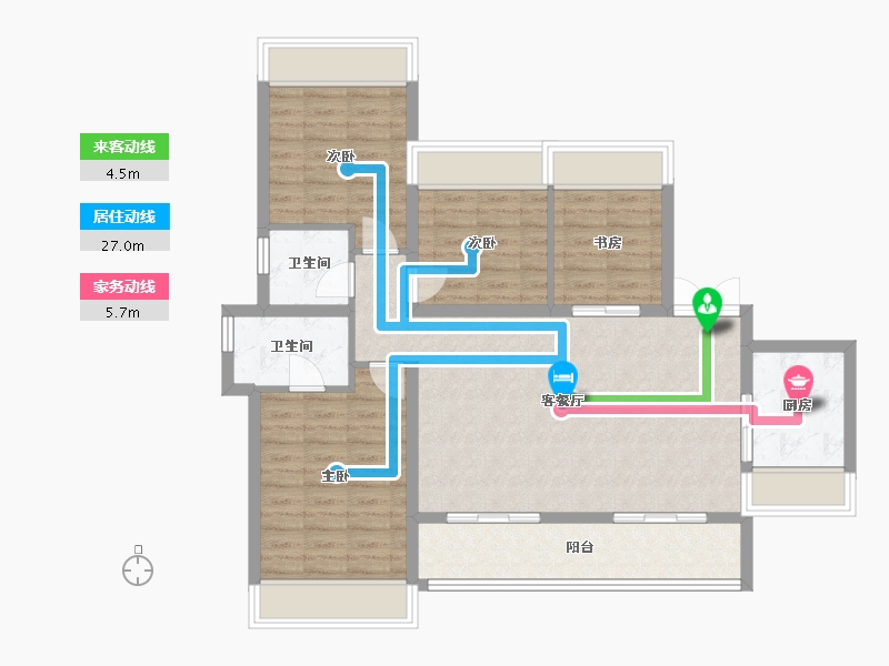 四川省-成都市-郡悦名城8号楼,9号楼132m²-95.98-户型库-动静线