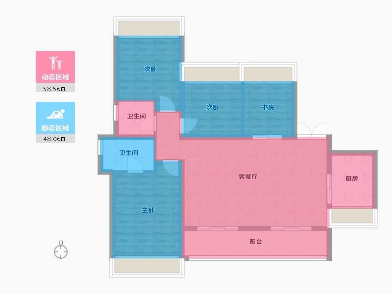 四川省-成都市-郡悦名城8号楼,9号楼132m²-95.98-户型库-动静分区