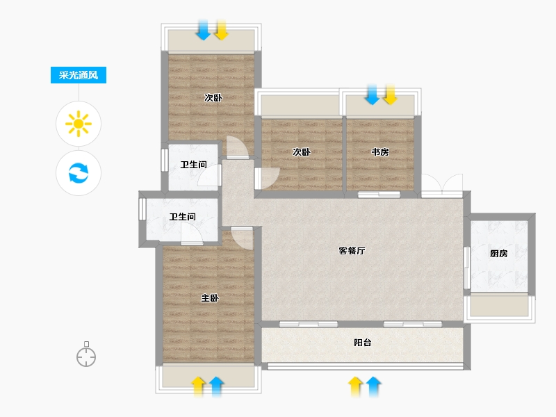 四川省-成都市-郡悦名城8号楼,9号楼132m²-95.98-户型库-采光通风