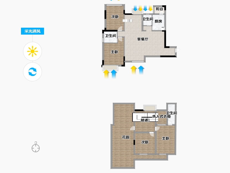 四川省-成都市-龙湖物业滨湖城Ｂ户型117m²-185.33-户型库-采光通风