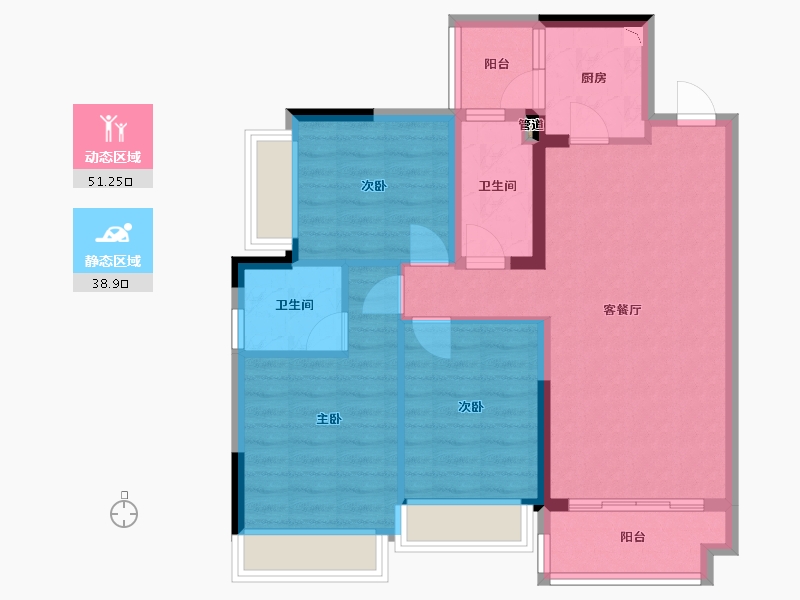 四川省-成都市-天慧凯颂广场1号楼,3号楼,4号楼105m²-80.26-户型库-动静分区