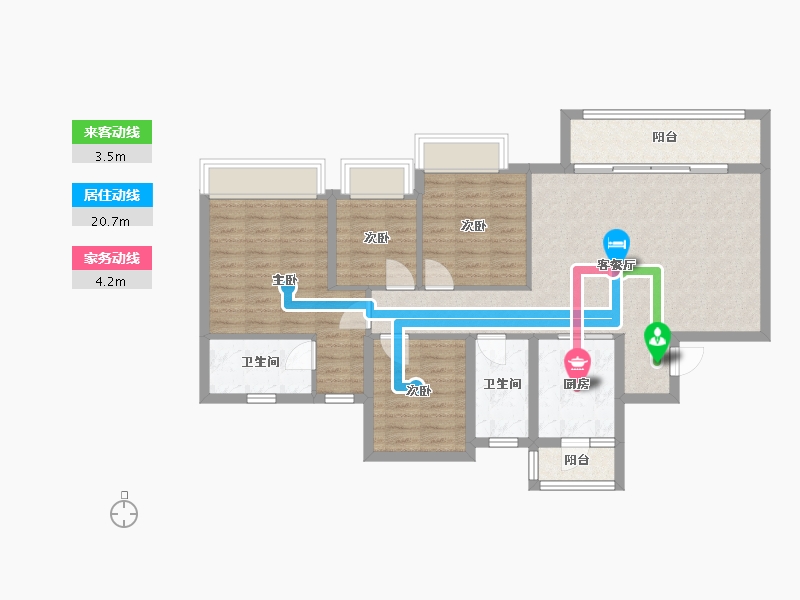 四川省-成都市-天慧凯颂广场1号楼,3号楼,4号楼129m²-97.86-户型库-动静线